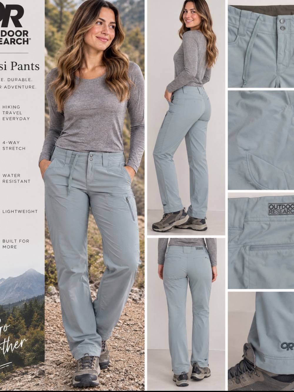 Outdoor research Light Blue Performance Pants size 4 hiking camping